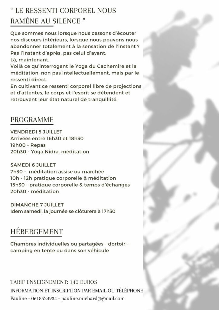 Stage de fin d'année - Week-end Yoga du Cachemire - Juillet 2024 - Saint-Ybars